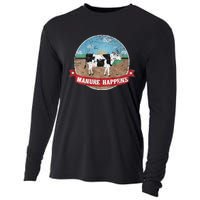 Manure Happens Cattle Ranch Farm Cow Dairy Humor Cooling Performance Long Sleeve Crew