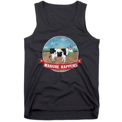 Manure Happens Cattle Ranch Farm Cow Dairy Humor Tank Top