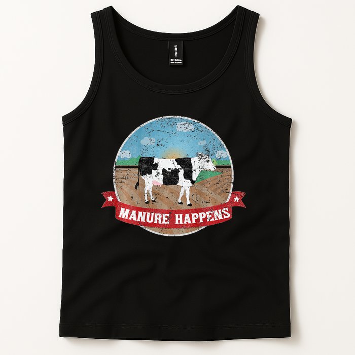 Manure Happens Cattle Ranch Farm Cow Dairy Humor Tank Top