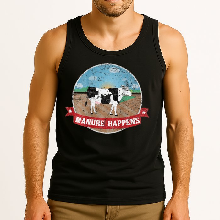 Manure Happens Cattle Ranch Farm Cow Dairy Humor Tank Top