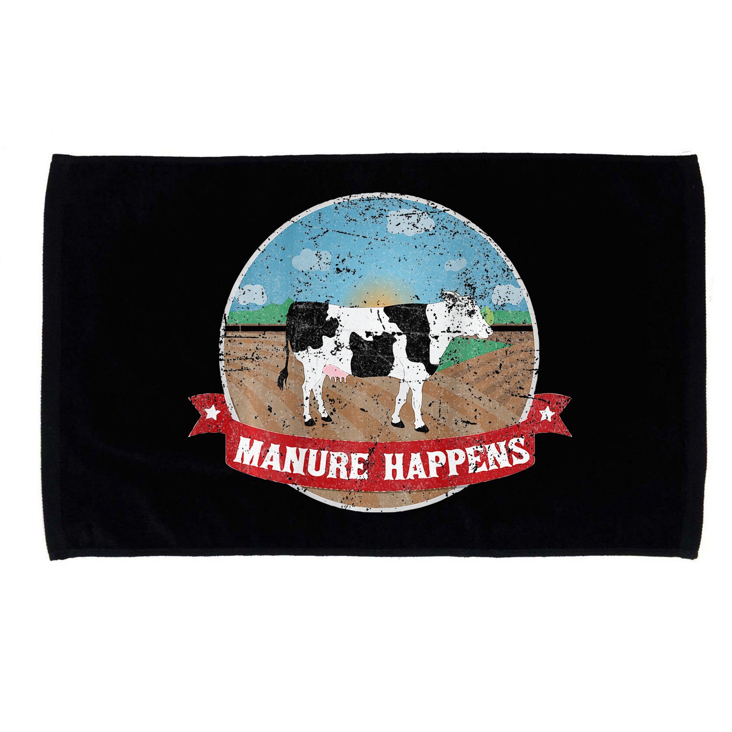 Manure Happens Cattle Ranch Farm Cow Dairy Humor Microfiber Hand Towel