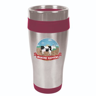 Manure Happens Cattle Ranch Farm Cow Dairy Humor 16oz Travel Tumbler