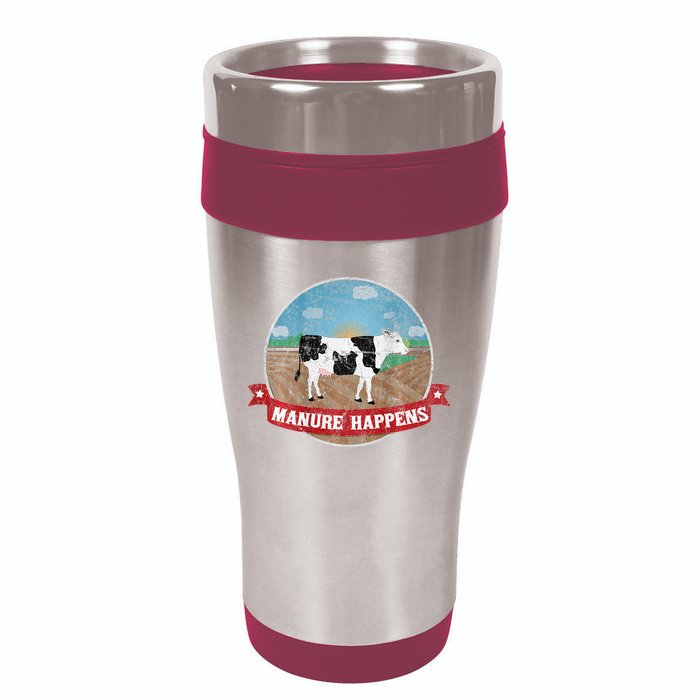 Manure Happens Cattle Ranch Farm Cow Dairy Humor 16oz Travel Tumbler