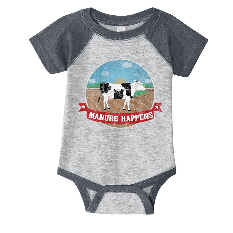 Manure Happens Cattle Ranch Farm Cow Dairy Humor Infant Baby Jersey Bodysuit
