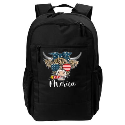 Merica Highland Cow With Bandana Patriotic 4th Of July Daily Commute Backpack