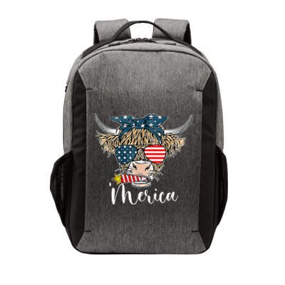 Merica Highland Cow With Bandana Patriotic 4th Of July Vector Backpack