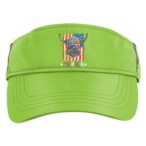 Merica Highland Cow 4th Of July Farming Patriotic Usa Flag Gift Adult Drive Performance Visor