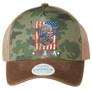 Merica Highland Cow 4th Of July Farming Patriotic Usa Flag Gift Legacy Tie Dye Trucker Hat