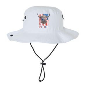 Merica Highland Cow 4th Of July Farming Patriotic Usa Flag Gift Legacy Cool Fit Booney Bucket Hat