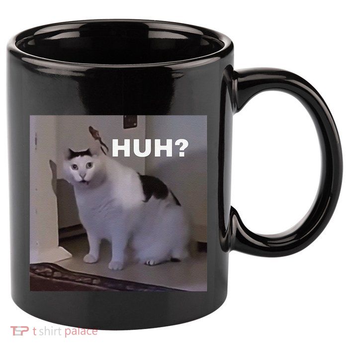 Meme Huh Cat 11oz C Handle Ceramic Mug