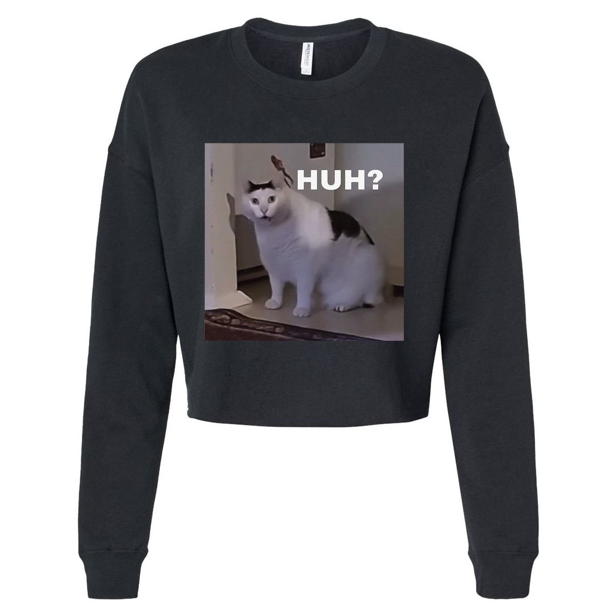 Meme Huh Cat Cropped Pullover Crew