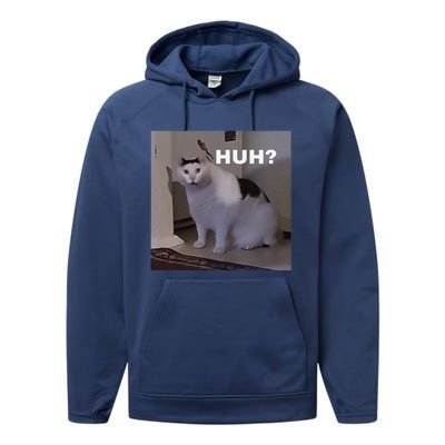 Meme Huh Cat Performance Fleece Hoodie