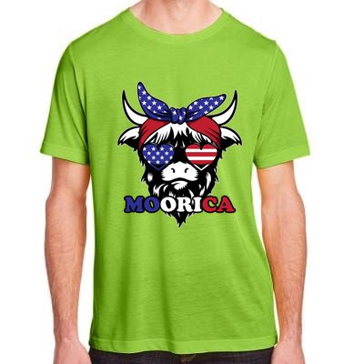 Moorica Highland Cow Fourth 4th Of July Usa Patriotic Cow Gift Adult ChromaSoft Performance T-Shirt