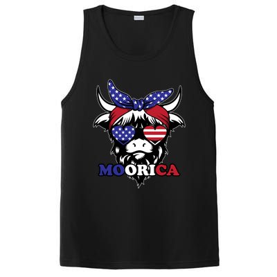 Moorica Highland Cow Fourth 4th Of July Usa Patriotic Cow Gift PosiCharge Competitor Tank