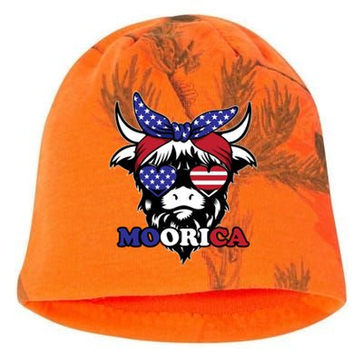 Moorica Highland Cow Fourth 4th Of July Usa Patriotic Cow Gift Kati - Camo Knit Beanie