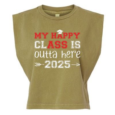 My Happy Class Is Outta Here 2025 Senior Graduation Funny Garment-Dyed Women's Muscle Tee