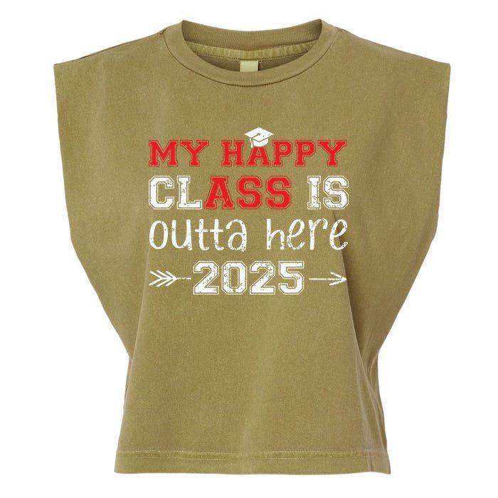 My Happy Class Is Outta Here 2025 Senior Graduation Funny Garment-Dyed Women's Muscle Tee