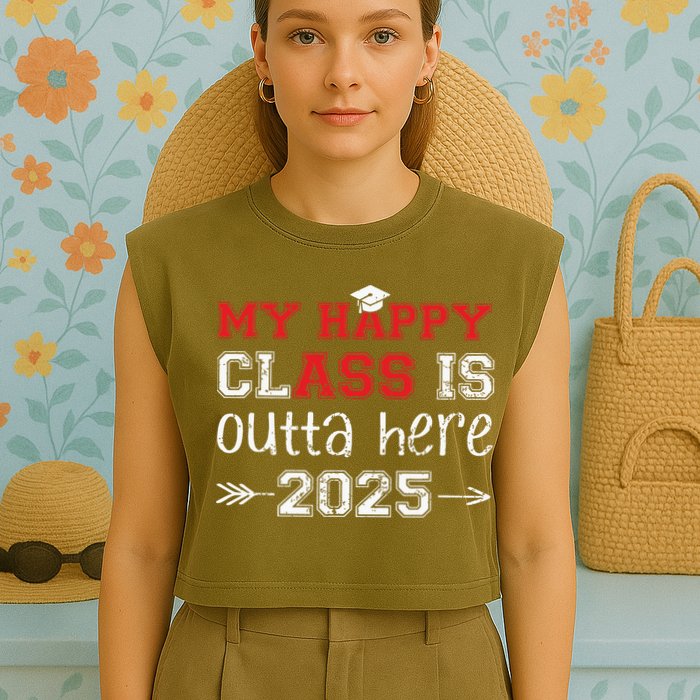 My Happy Class Is Outta Here 2025 Senior Graduation Funny Garment-Dyed Women's Muscle Tee