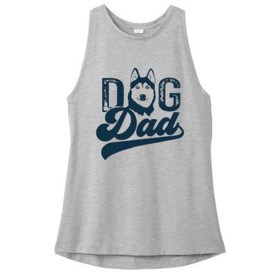 Men Husky Dog Dad Siberian Husky Ladies PosiCharge Tri-Blend Wicking Tank