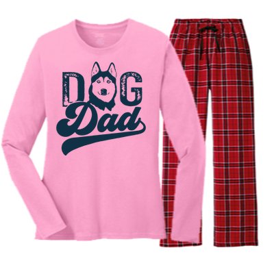 Men Husky Dog Dad Siberian Husky Women's Long Sleeve Flannel Pajama Set 