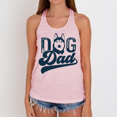 Men Husky Dog Dad Siberian Husky Women's Knotted Racerback Tank