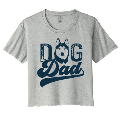 Men Husky Dog Dad Siberian Husky Women's Crop Top Tee