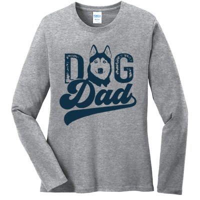 Men Husky Dog Dad Siberian Husky Ladies Long Sleeve Shirt