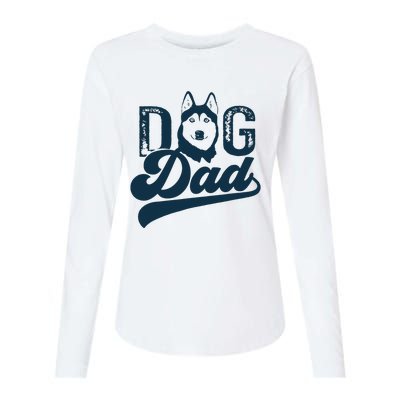 Men Husky Dog Dad Siberian Husky Womens Cotton Relaxed Long Sleeve T-Shirt