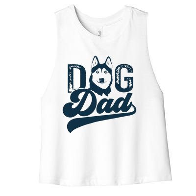 Men Husky Dog Dad Siberian Husky Women's Racerback Cropped Tank