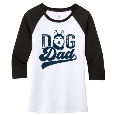 Men Husky Dog Dad Siberian Husky Women's Tri-Blend 3/4-Sleeve Raglan Shirt