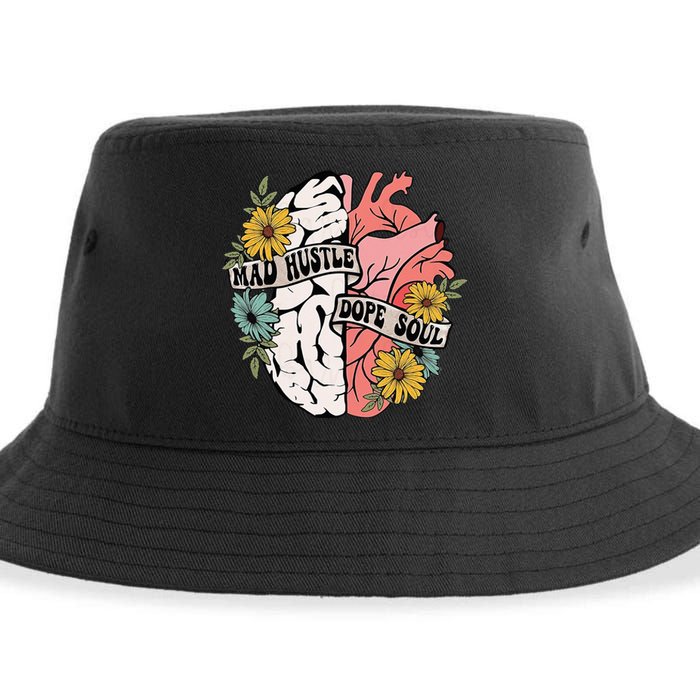 Mad Hustle Dope Soul Floral Brain Mental Health Awareness Sustainable Bucket Hat