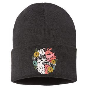 Mad Hustle Dope Soul Floral Brain Mental Health Awareness Sustainable Knit Beanie