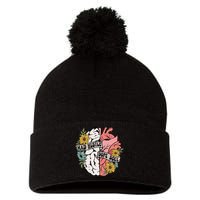 Mad Hustle Dope Soul Floral Brain Mental Health Awareness Pom Pom 12in Knit Beanie