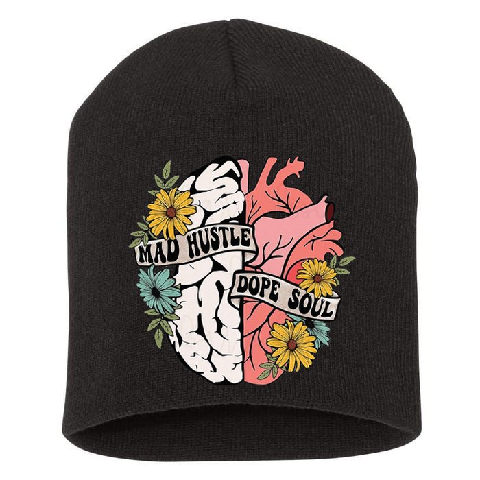 Mad Hustle Dope Soul Floral Brain Mental Health Awareness Short Acrylic Beanie