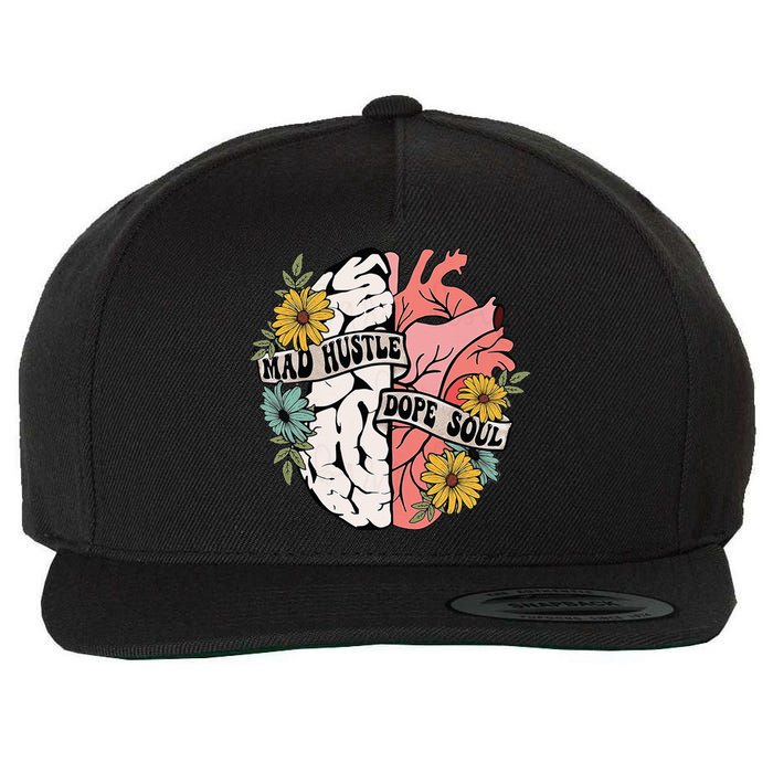 Mad Hustle Dope Soul Floral Brain Mental Health Awareness Wool Snapback Cap