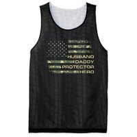 Men Husband Daddy Protector Hero Fathers Day Camo American Flag Mesh Reversible Basketball Jersey Tank