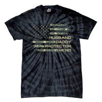 Men Husband Daddy Protector Hero Fathers Day Camo American Flag Tie-Dye T-Shirt