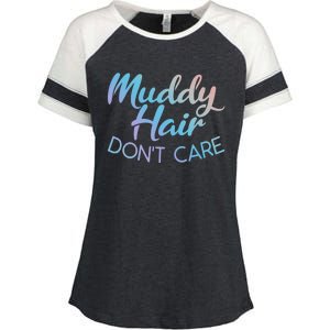 Muddy Hair Don't Care Gift Muddy Quad Biker Four Funny Gift Enza Ladies Jersey Colorblock Tee