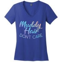 Muddy Hair Don't Care Gift Muddy Quad Biker Four Funny Gift Women's V-Neck T-Shirt