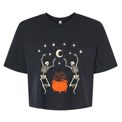 Mystical Halloween Dancing Skeletons Bella+Canvas Jersey Crop Tee