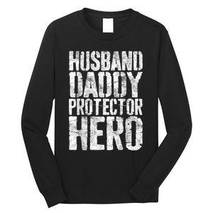 Men Husband Daddy Protector Hero Fathers Day Long Sleeve Shirt