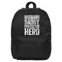 Men Husband Daddy Protector Hero Fathers Day 16 in Basic Backpack