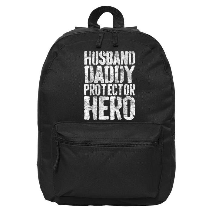 Men Husband Daddy Protector Hero Fathers Day 16 in Basic Backpack