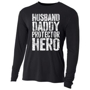 Men Husband Daddy Protector Hero Fathers Day Cooling Performance Long Sleeve Crew