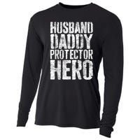 Men Husband Daddy Protector Hero Fathers Day Cooling Performance Long Sleeve Crew