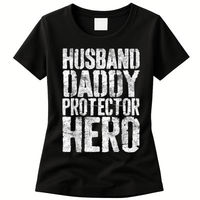 Men Husband Daddy Protector Hero Fathers Day Womens T-Shirt