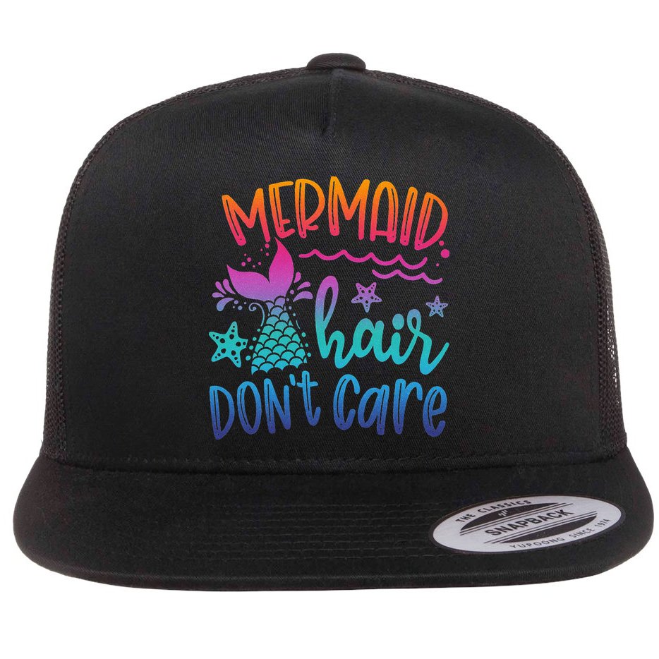 Mermaid Hair Don't Care Matching Outfit funny ocean Flat Bill Trucker Hat