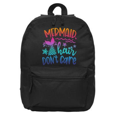 Mermaid Hair Don't Care Matching Outfit funny ocean 16 in Basic Backpack