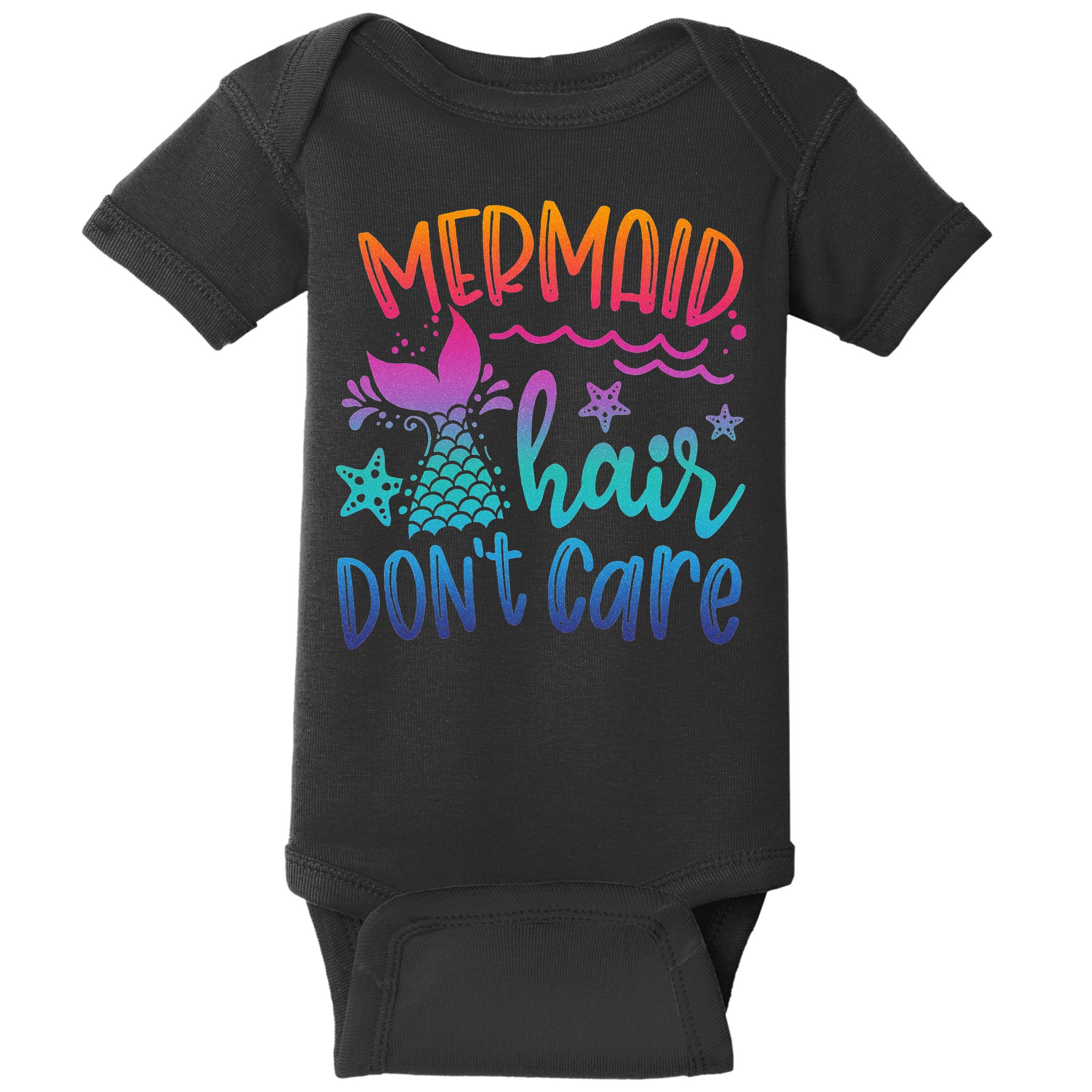 Mermaid Hair Don't Care Matching Outfit funny ocean Baby Bodysuit