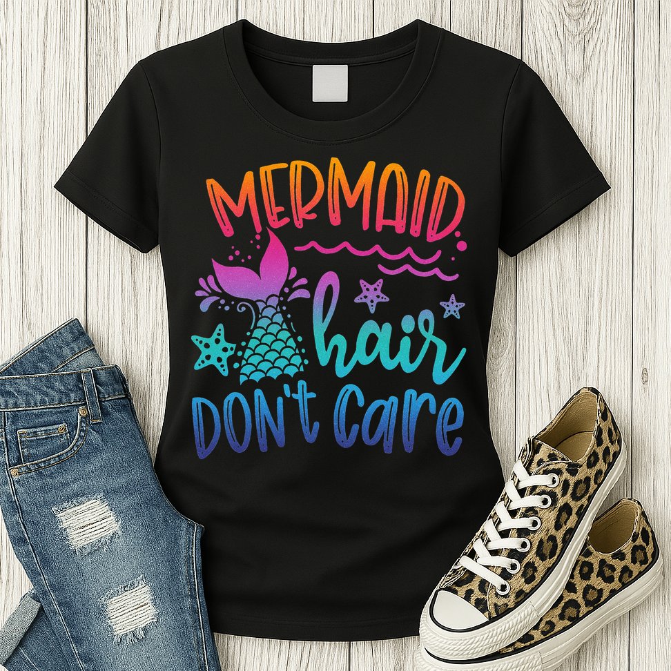 Mermaid Hair Don't Care Matching Outfit funny ocean Womens T-Shirt